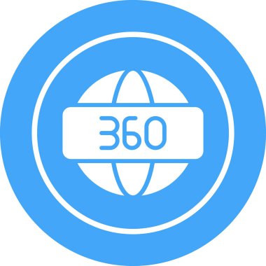 360 Derece sembolü, ağ simgesi, vektör illüstrasyonu 
