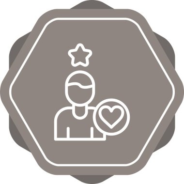 Kalp ikonu olan favori kişi, vektör illüstrasyonu 