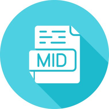 MID dosya biçimi, uzantı simgesi. Vektör illüstrasyonu