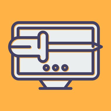 Masaüstü bilgisayar simgesi, vektör illüstrasyonu basit tasarım