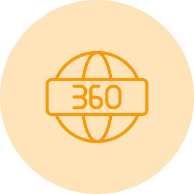 360 Derece sembolü, ağ simgesi, vektör illüstrasyonu 