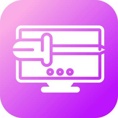 Masaüstü bilgisayar simgesi, vektör illüstrasyonu basit tasarım