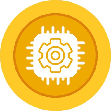 Bilgisayar ve akıllı telefon simgesi için düz bir işlemci. İzole edilmiş arkaplanda işlemci yonga vektör çizimi. Mikroçip imzalama iş kavramı.