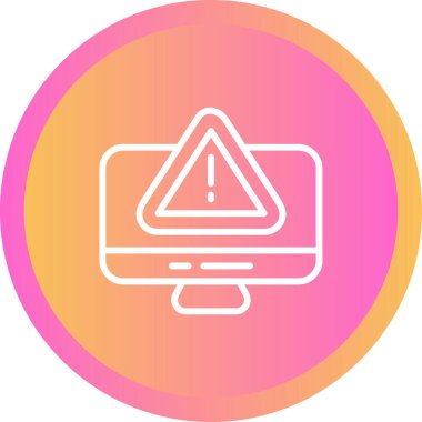 Siber risk işareti web simgesine sahip bilgisayar monitörü basit tasarım