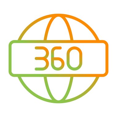 360 Derece sembolü, ağ simgesi, vektör illüstrasyonu 