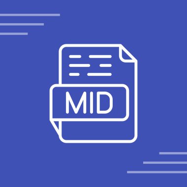 MID dosya biçimi, uzantı simgesi. Vektör illüstrasyonu