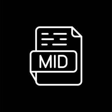 MID dosya biçimi, uzantı simgesi. Vektör illüstrasyonu