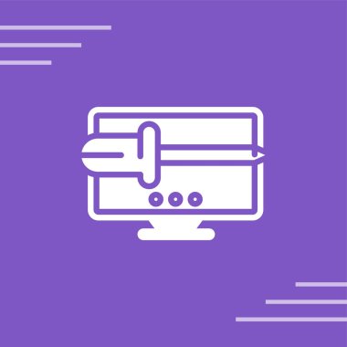 Masaüstü bilgisayar simgesi, vektör illüstrasyonu basit tasarım