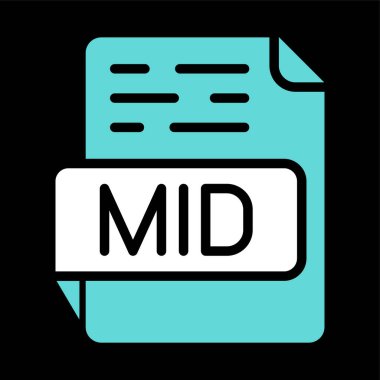 MID dosya biçimi, uzantı simgesi. Vektör illüstrasyonu