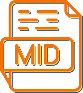 MID dosya biçimi, uzantı simgesi. Vektör illüstrasyonu
