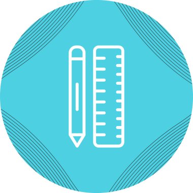 Cetvelli kalem. Web simgesi basit illüstrasyon