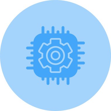 Bilgisayar ve akıllı telefon simgesi için düz bir işlemci. İzole edilmiş arkaplanda işlemci yonga vektör çizimi. Mikroçip imzalama iş kavramı.