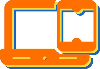 Laptop web simgesine sahip akıllı telefon, basit illüstrasyon 