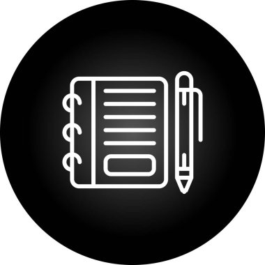 kalem simgesi, vektör illüstrasyonlu not defteri  