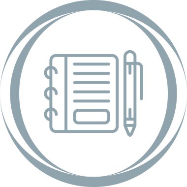 kalem simgesi, vektör illüstrasyonlu not defteri  