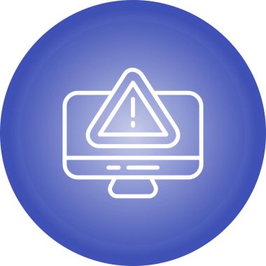 Siber risk işareti web simgesine sahip bilgisayar monitörü basit tasarım