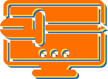 Masaüstü bilgisayar simgesi, vektör illüstrasyonu basit tasarım