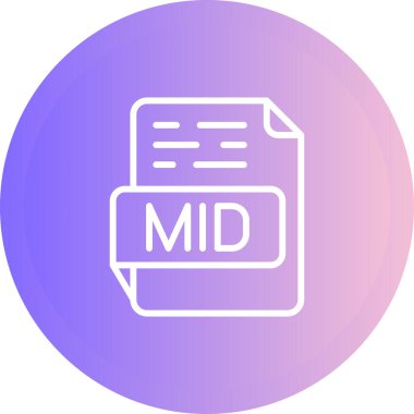 MID dosya biçimi, uzantı simgesi. Vektör illüstrasyonu