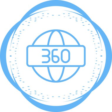360 Derece sembolü, ağ simgesi, vektör illüstrasyonu 