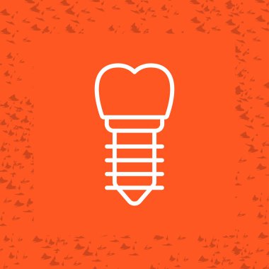 Turuncu arkaplanda diş implantı simgesi