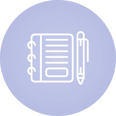 kalem simgesi, vektör illüstrasyonlu not defteri  