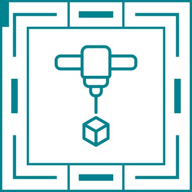 3D baskı simge vektör çizim  