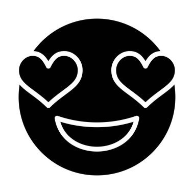 Kalp ikonu vektör illüstrasyonlu mutlu yüz 
