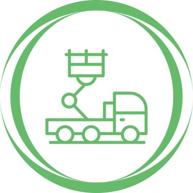 Merdiven Kamyonu Simgesi. Beyaz Arkaplanda Doğrusal Tasarım İzole Edildi