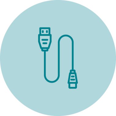 yazıcı kablo simgesi web basit illüstrasyon