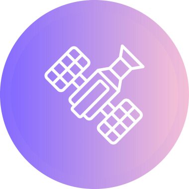 Uzay radar ikon vektörü. Uydu ana hatları çizimi