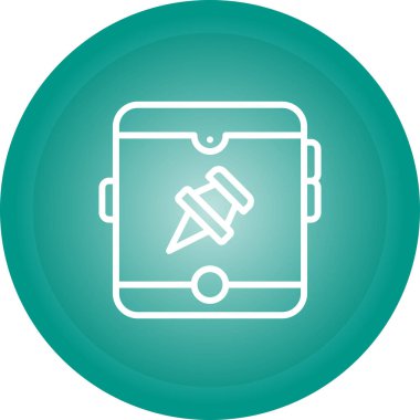 Tablet simgesi, sosyal medya, Instagram pin sembolü, vektör illüstrasyonlu raptiye 