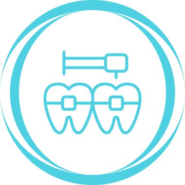 Diş matkabı olan dişler basit simge, web illüstrasyonu