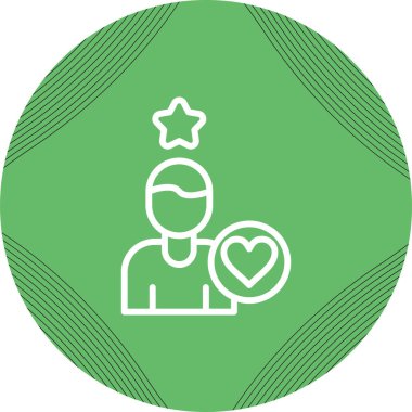 Kalp ikonu olan favori kişi, vektör illüstrasyonu 