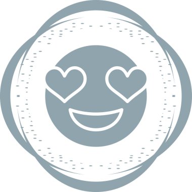 Kalp ikonu vektör illüstrasyonlu mutlu yüz 
