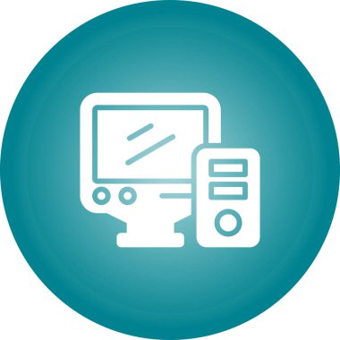 Masaüstü bilgisayar simgesi, vektör illüstrasyonu basit tasarım