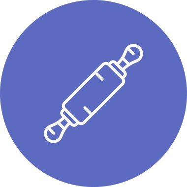 Rolling Pin Simgesi, Resim Çizgisi Sanat Tasarımı, Beyaz Arkaplanda Vektör 