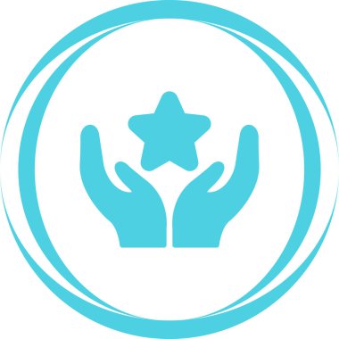 Eller simgesi olan yıldız, başarı konsepti vektör çizimi