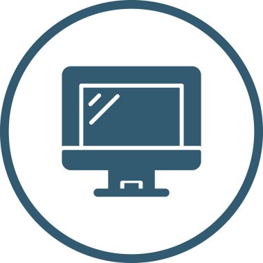 İzole edilmiş beyaz arkaplanda bilgisayar düz ekran monitörü. Vektör hisse senedi çizimi. İş için elektronik ekipman. Simgeyi izle.