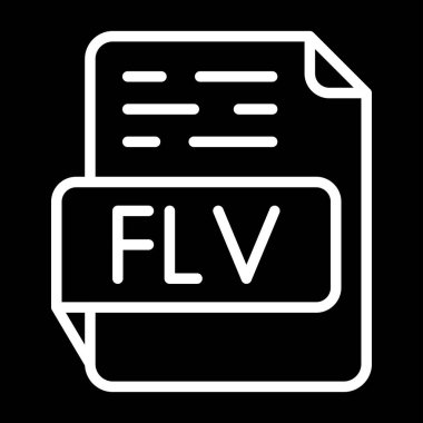 FLV dosya simgesi. Düz dosya uzantısı. Video biçimi sembolü. Vektör illüstrasyonu. 