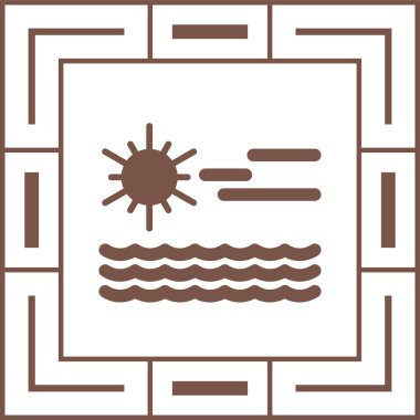 Güneş ve okyanus ikonu vektör illüstrasyonu 