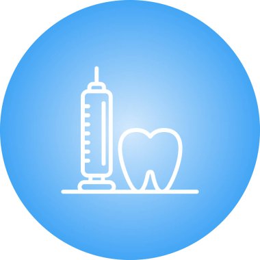 Diş bakımı. Web simgesi basit illüstrasyon, şırıngalı diş