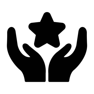 Eller simgesi olan yıldız, başarı konsepti vektör çizimi