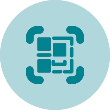 QR kod tarayıcı simgesi, basit vektör illüstrasyonu