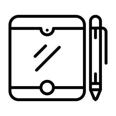 Kalem simgesi olan tabletin vektör illüstrasyonu