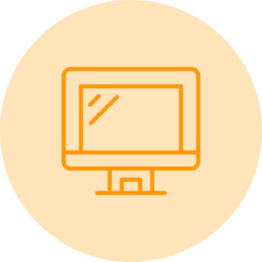 İzole edilmiş beyaz arkaplanda bilgisayar düz ekran monitörü. Vektör hisse senedi çizimi. İş için elektronik ekipman. Simgeyi izle.