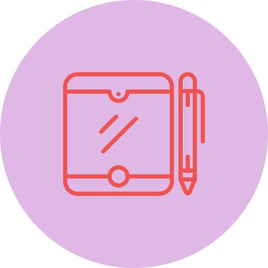 Kalem simgesi olan tabletin vektör illüstrasyonu