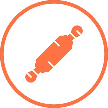 Rolling Pin Simgesi, Resim Çizgisi Sanat Tasarımı, Beyaz Arkaplanda Vektör 