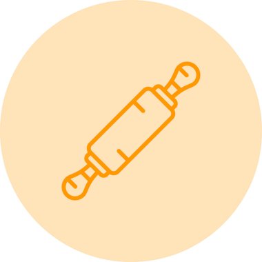 Rolling Pin Simgesi, Resim Çizgisi Sanat Tasarımı, Beyaz Arkaplanda Vektör 