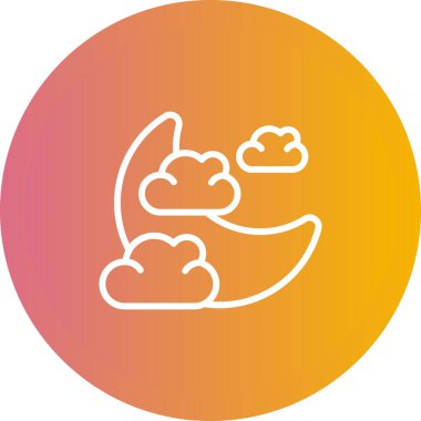 Ay ve bulutların vektör illüstrasyonu web simgesi