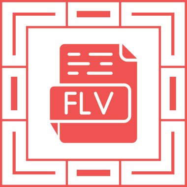 FLV dosya simgesi. Düz dosya uzantısı. Video biçimi sembolü. Vektör illüstrasyonu. 